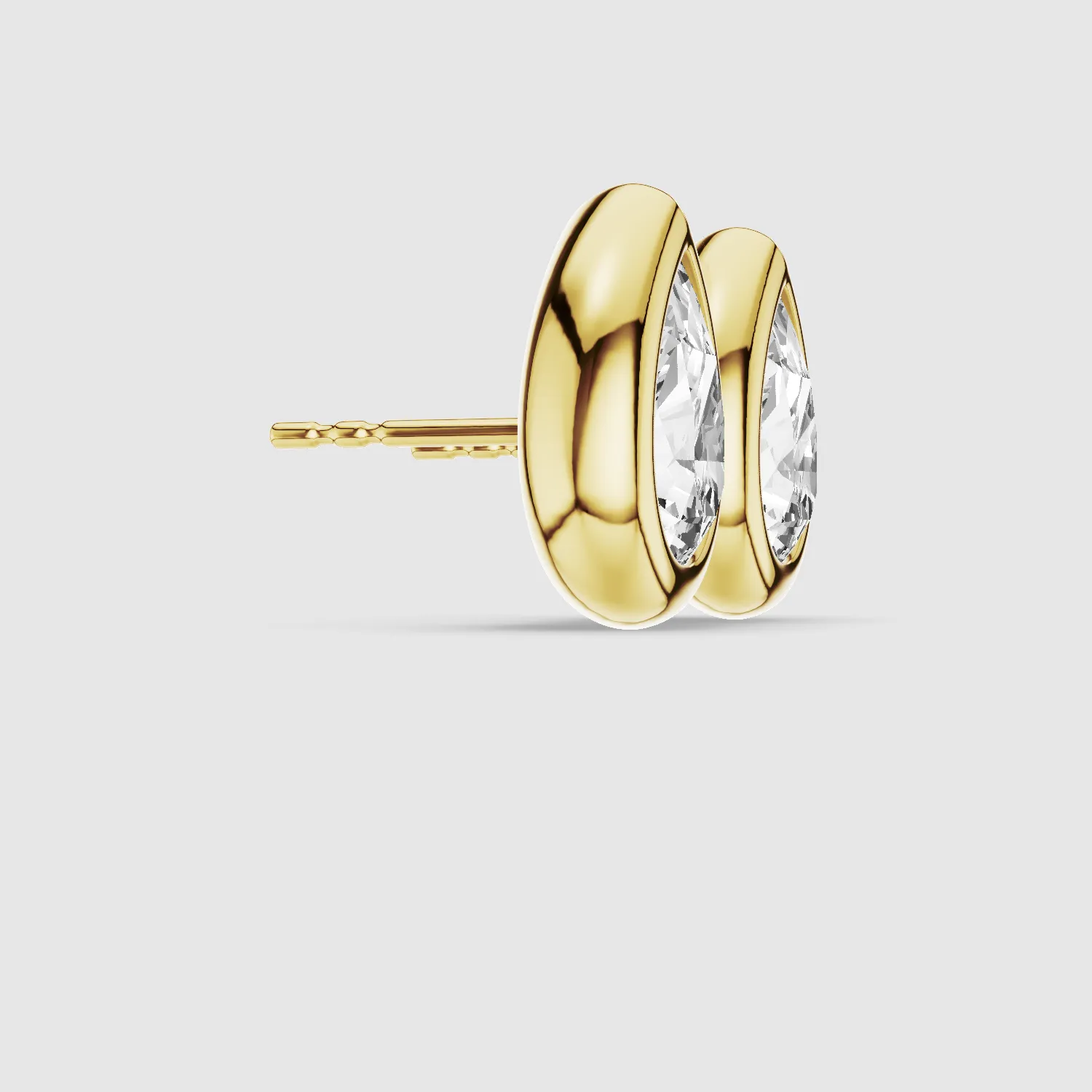 Bezel-Set Solitaire Stud Earrings-Pear