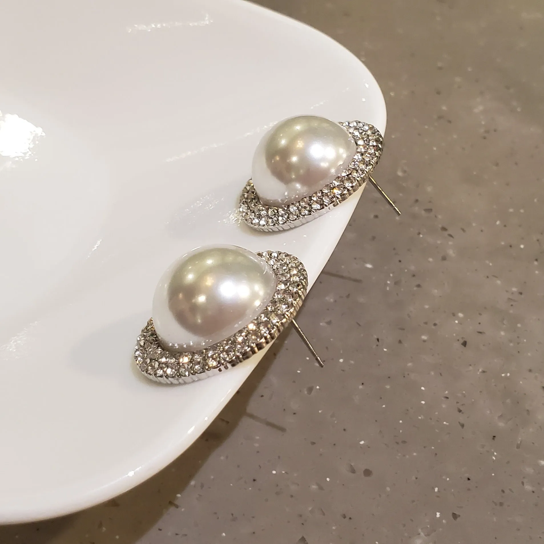 Big Pearl Studs Earrings With Sparkles | Style No. 211