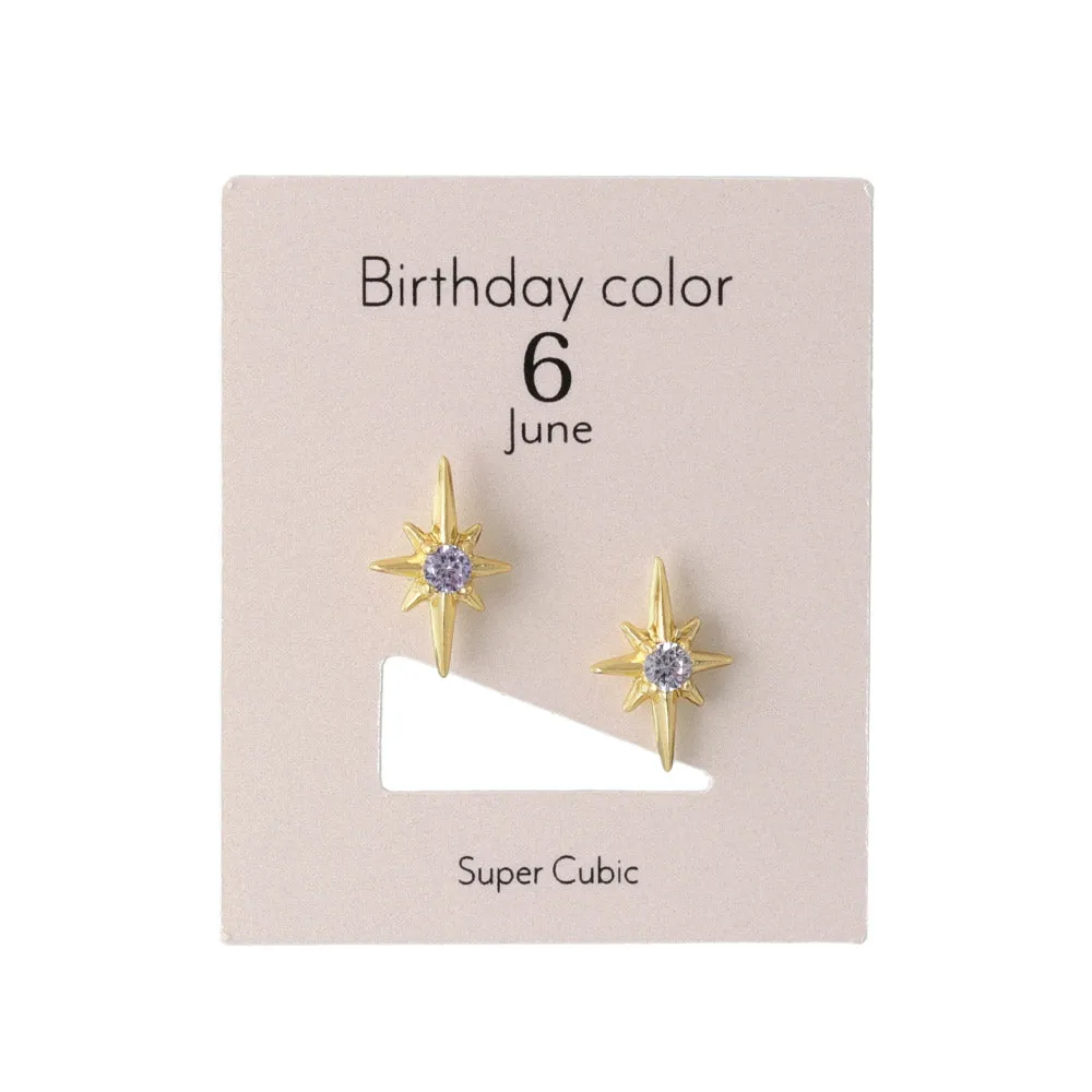 Birth Color Bright Star Studs