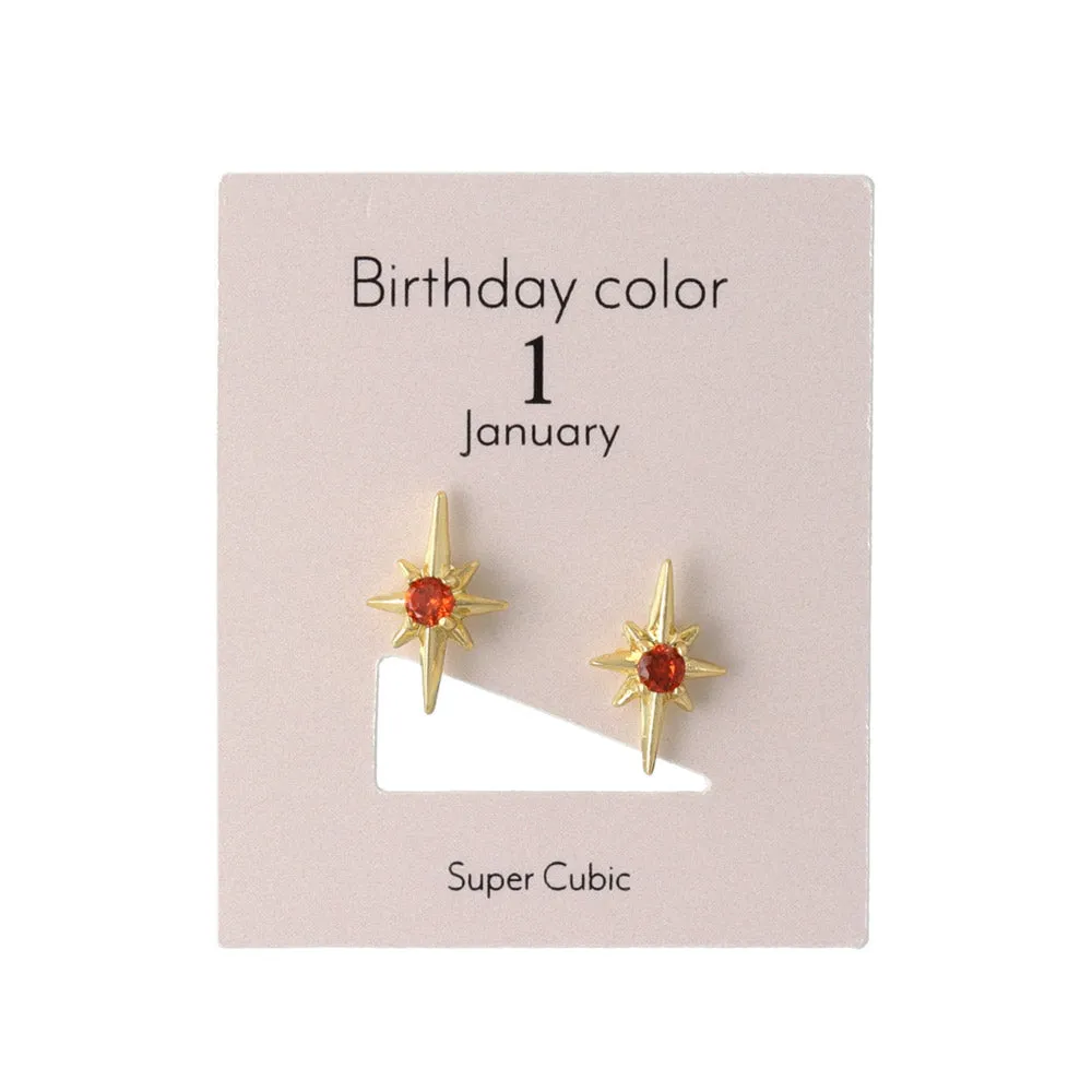 Birth Color Bright Star Studs