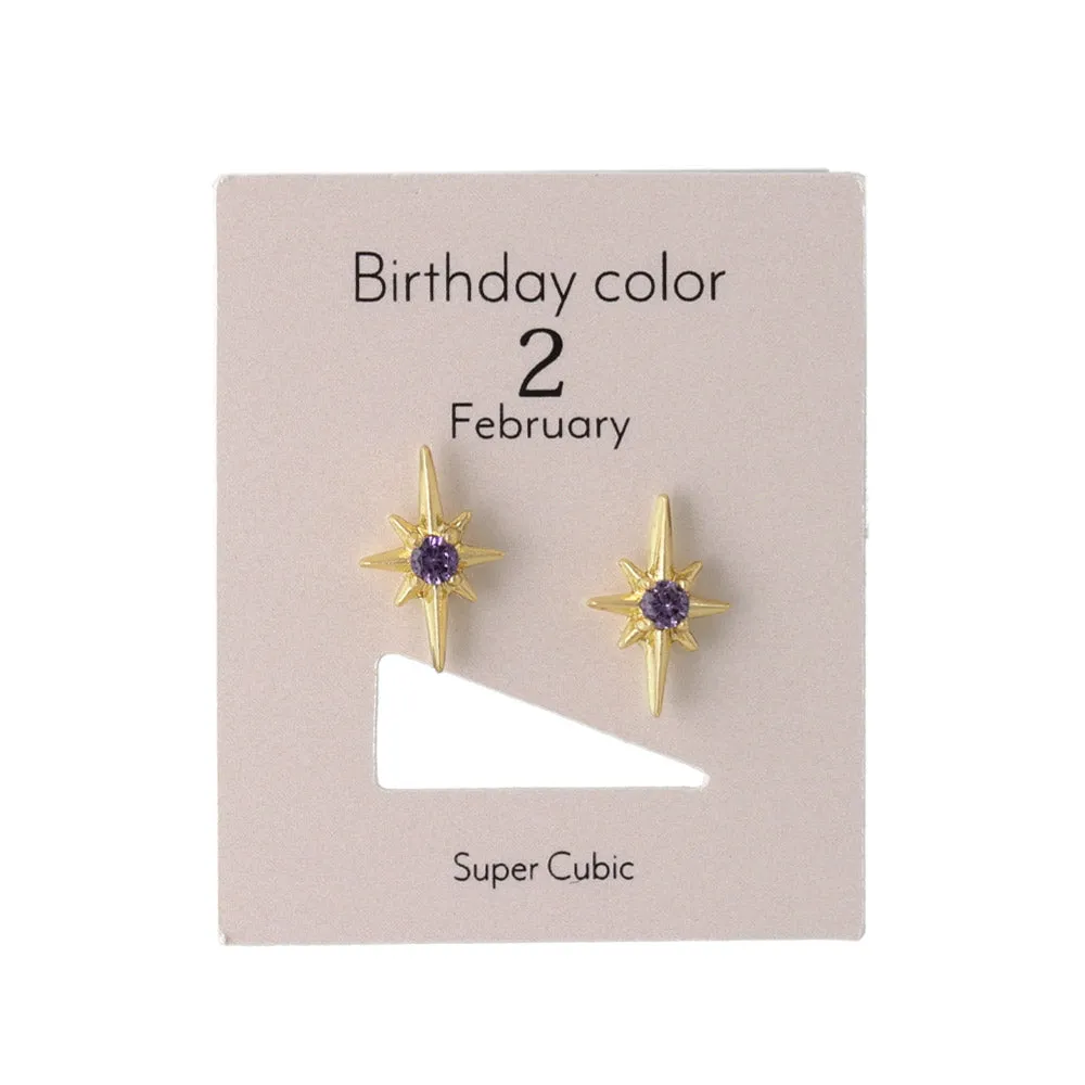 Birth Color Bright Star Studs