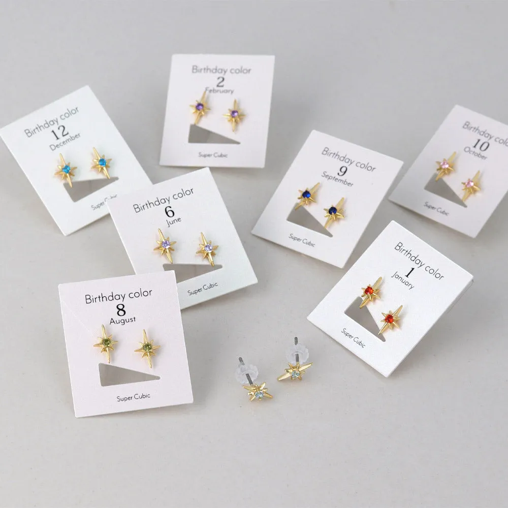 Birth Color Bright Star Studs