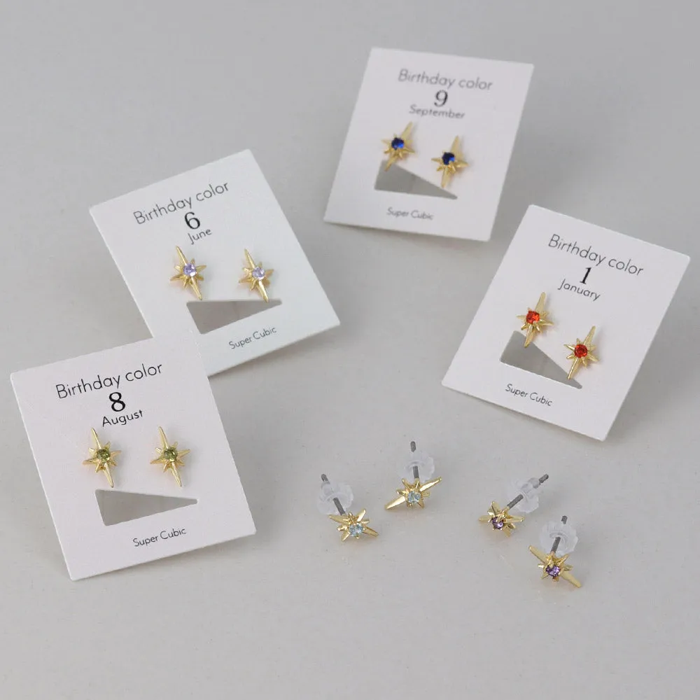 Birth Color Bright Star Studs