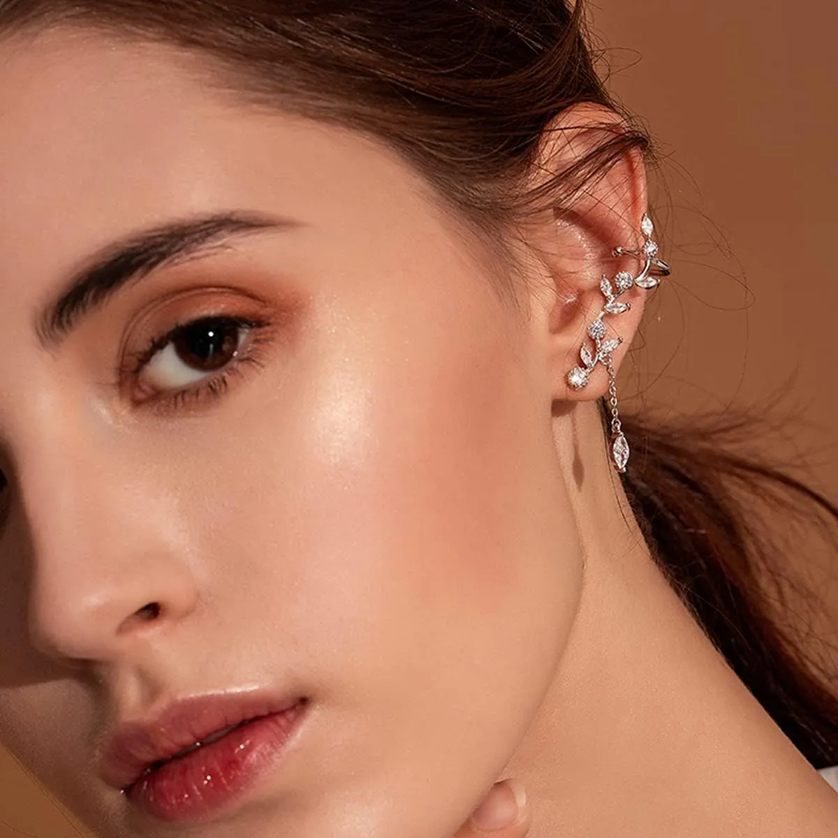 BISAER 925 Sterling Silver Ear Crawler - Cuff Earrings Cubic Zirconia Ear Climber Earrings for Women Jewelry Gifts