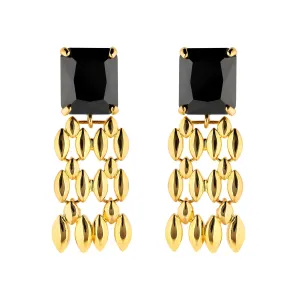 Black and Gold Tassel Earrings