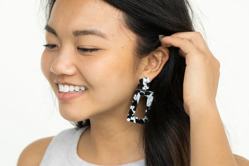 Black and White Acrylic Statement Earrings