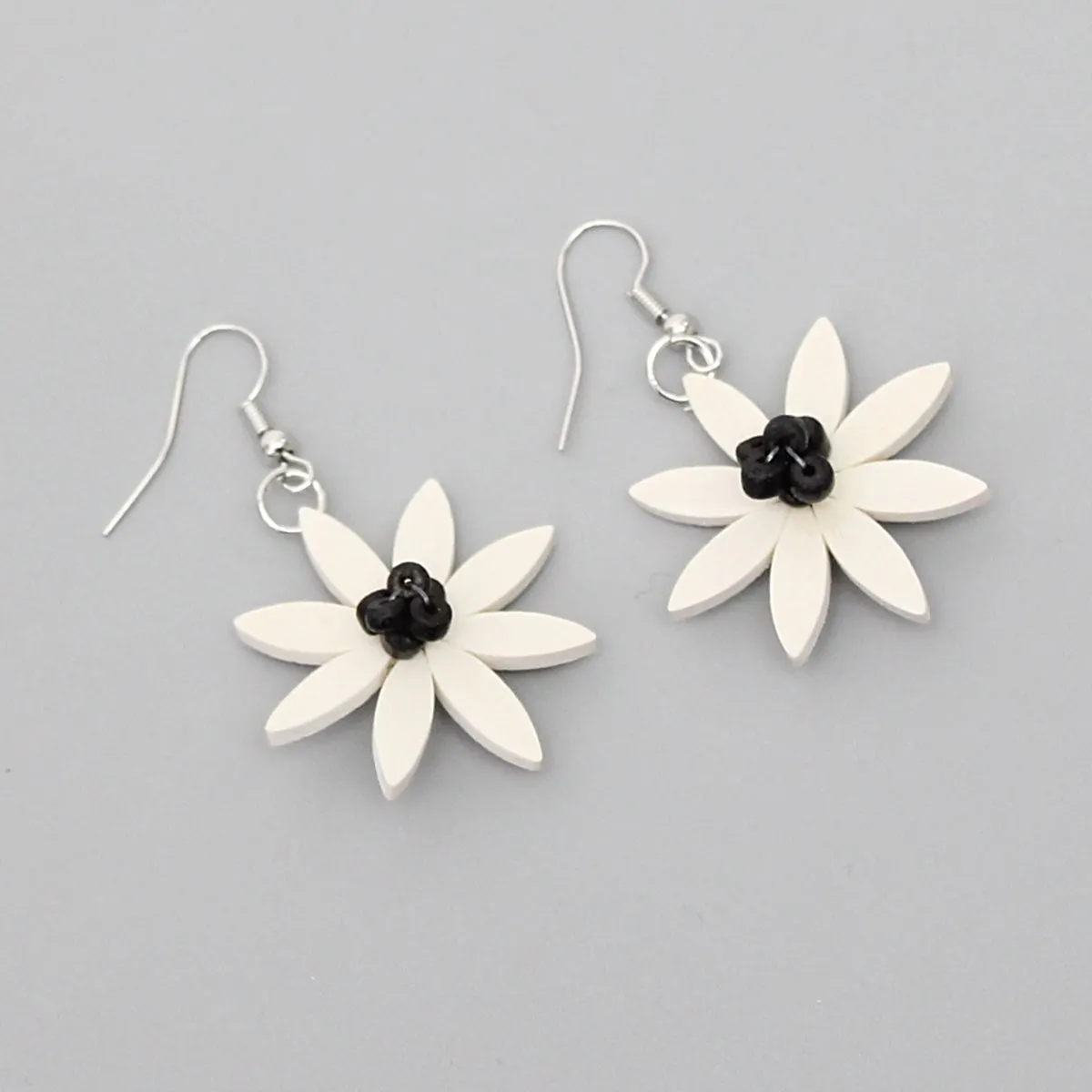 Black and White Amaya Flower Earrings