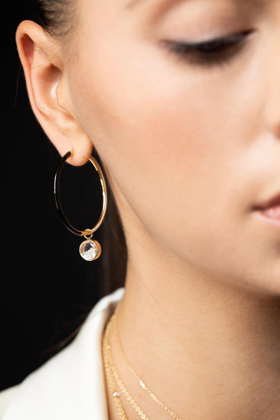 Black and White Enamel Hoop Earrings