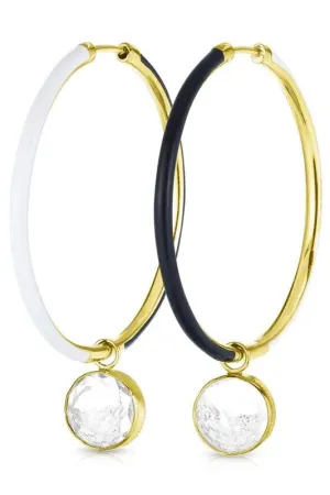 Black and White Enamel Hoop Earrings