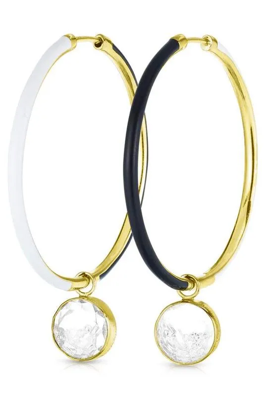 Black and White Enamel Hoop Earrings