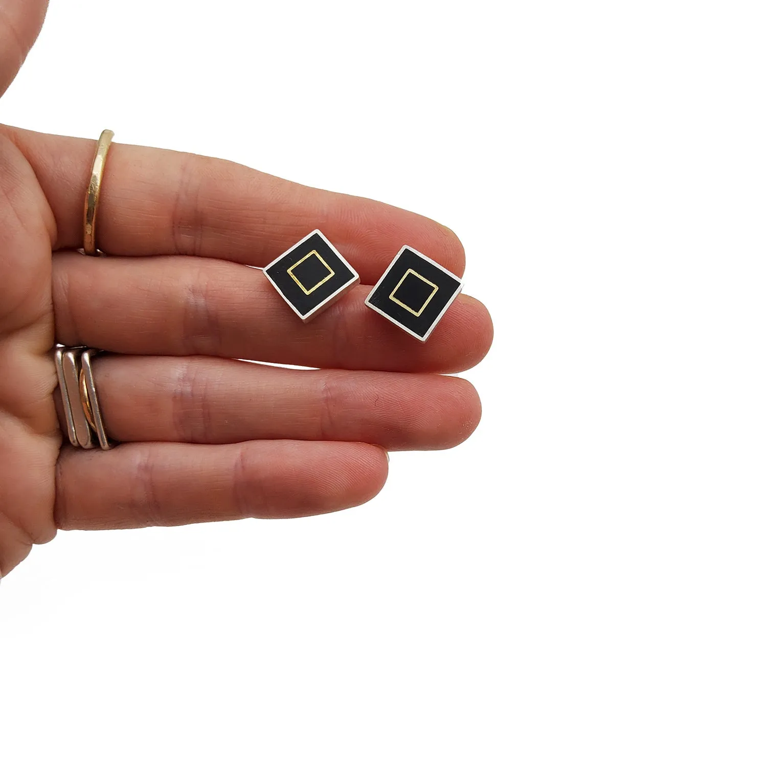 Black And White Square Studs