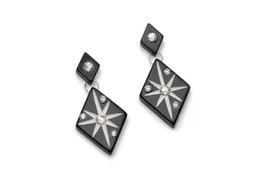 Black Carved Starburst Drop Earrings