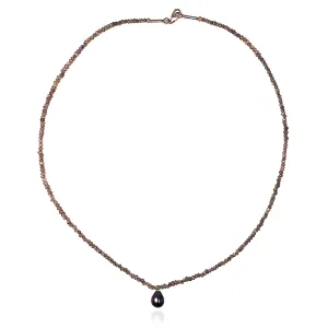 Black Freshwater Pearl & Charcoal Labradorite Drop Necklace