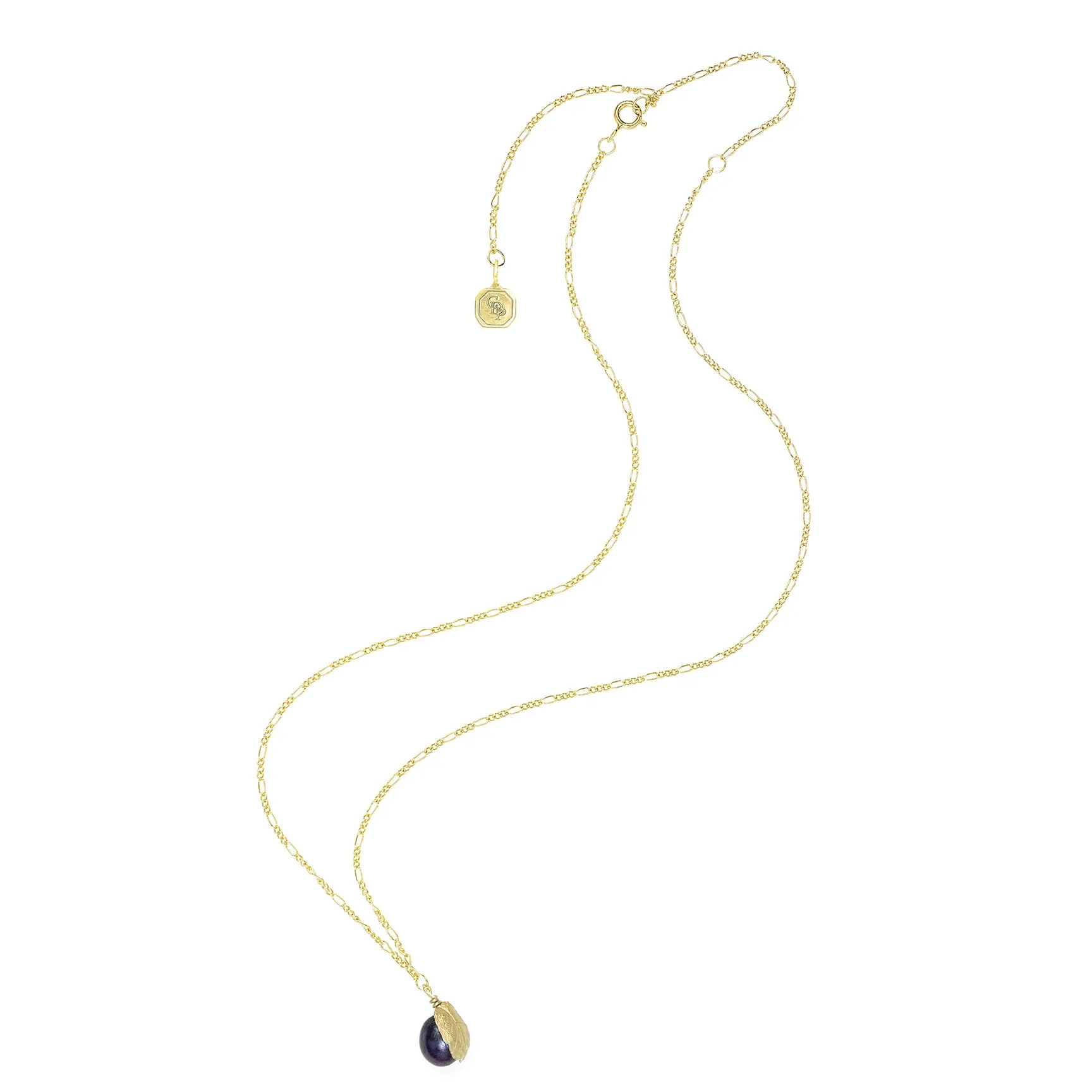 Black Freshwater Pearl 'Back To Basics' Simple Gold Plated Pendant