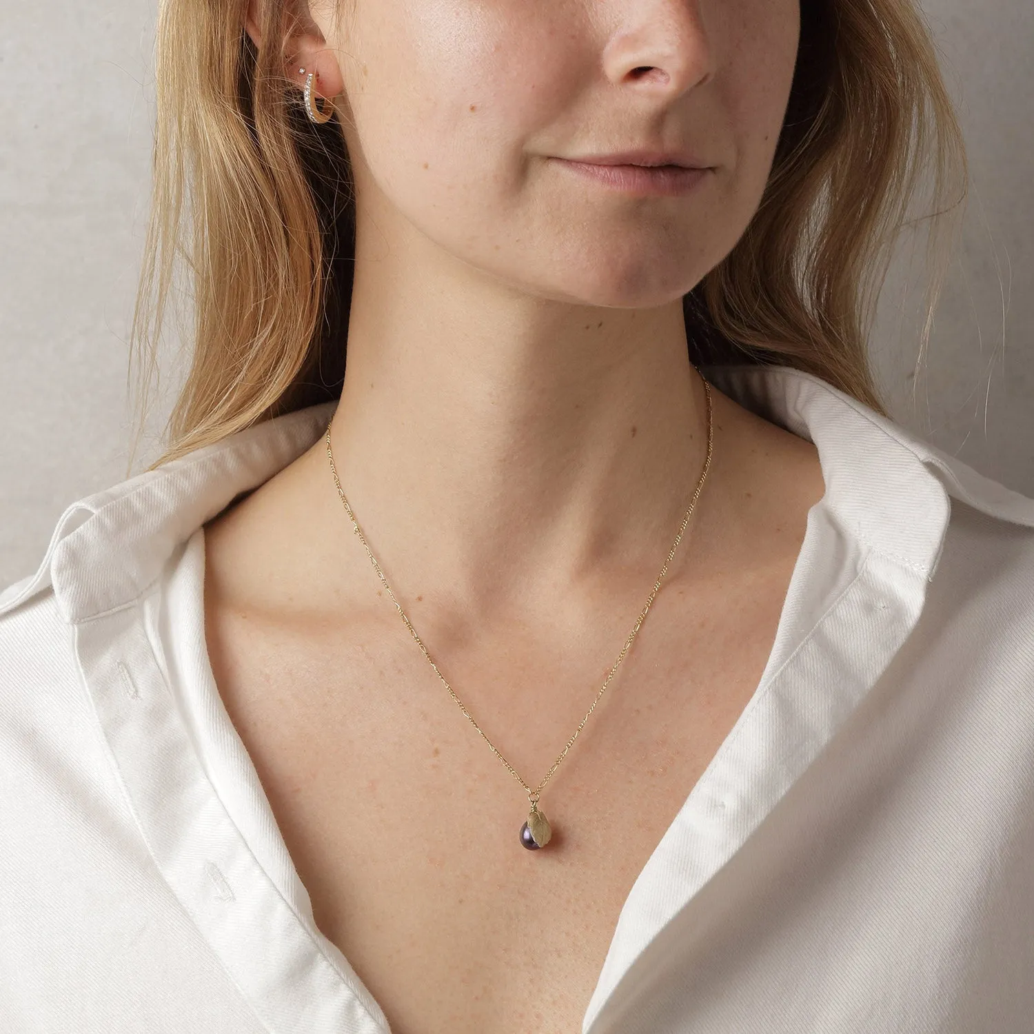 Black Freshwater Pearl 'Back To Basics' Simple Gold Plated Pendant