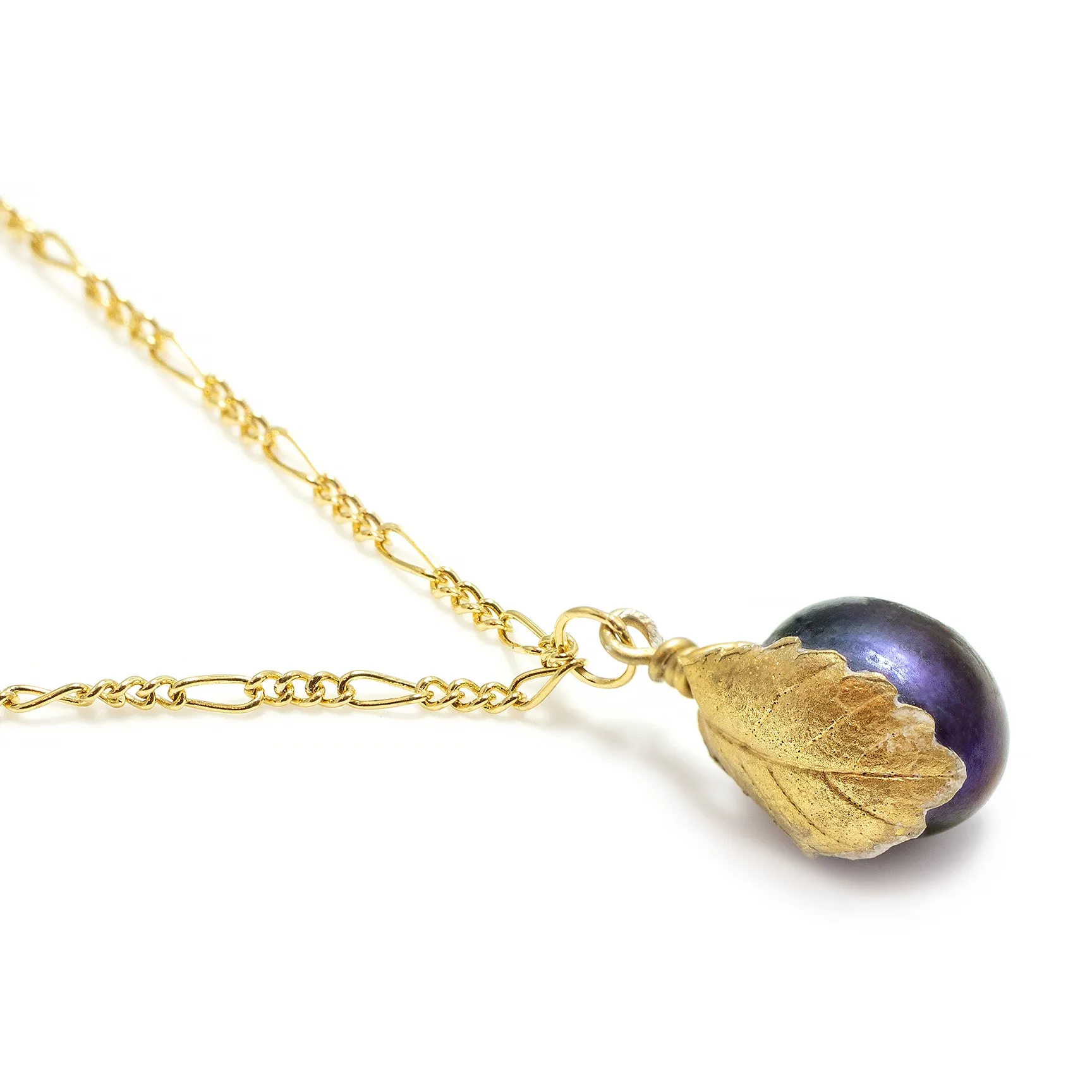Black Freshwater Pearl 'Back To Basics' Simple Gold Plated Pendant