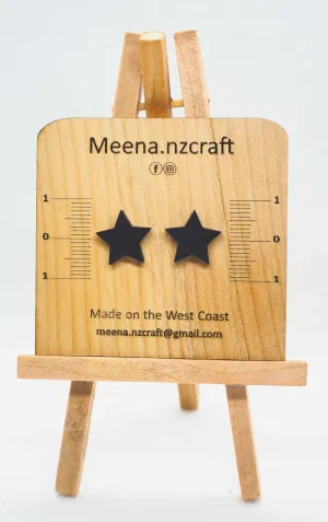 Black Star Rimu Stud Earrings