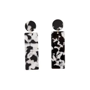 Black White Acrylic Rectangle Circle Earring