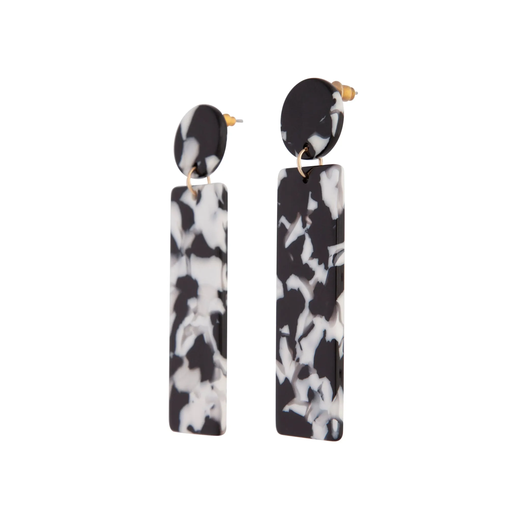 Black White Acrylic Rectangle Circle Earring