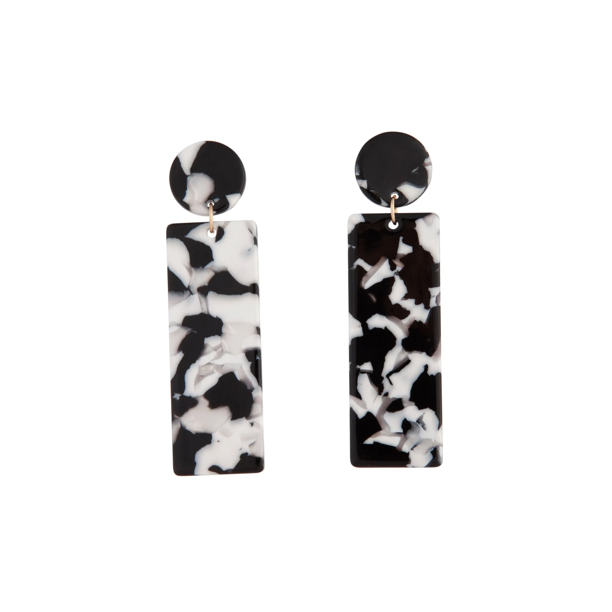 Black White Acrylic Rectangle Circle Earring
