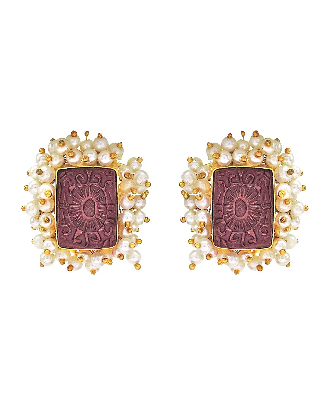 Bloom Rectangle Earrings | Orange, Red & Blue