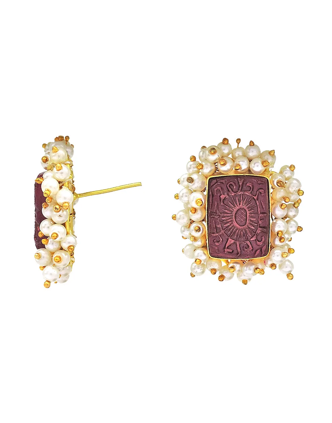 Bloom Rectangle Earrings | Orange, Red & Blue