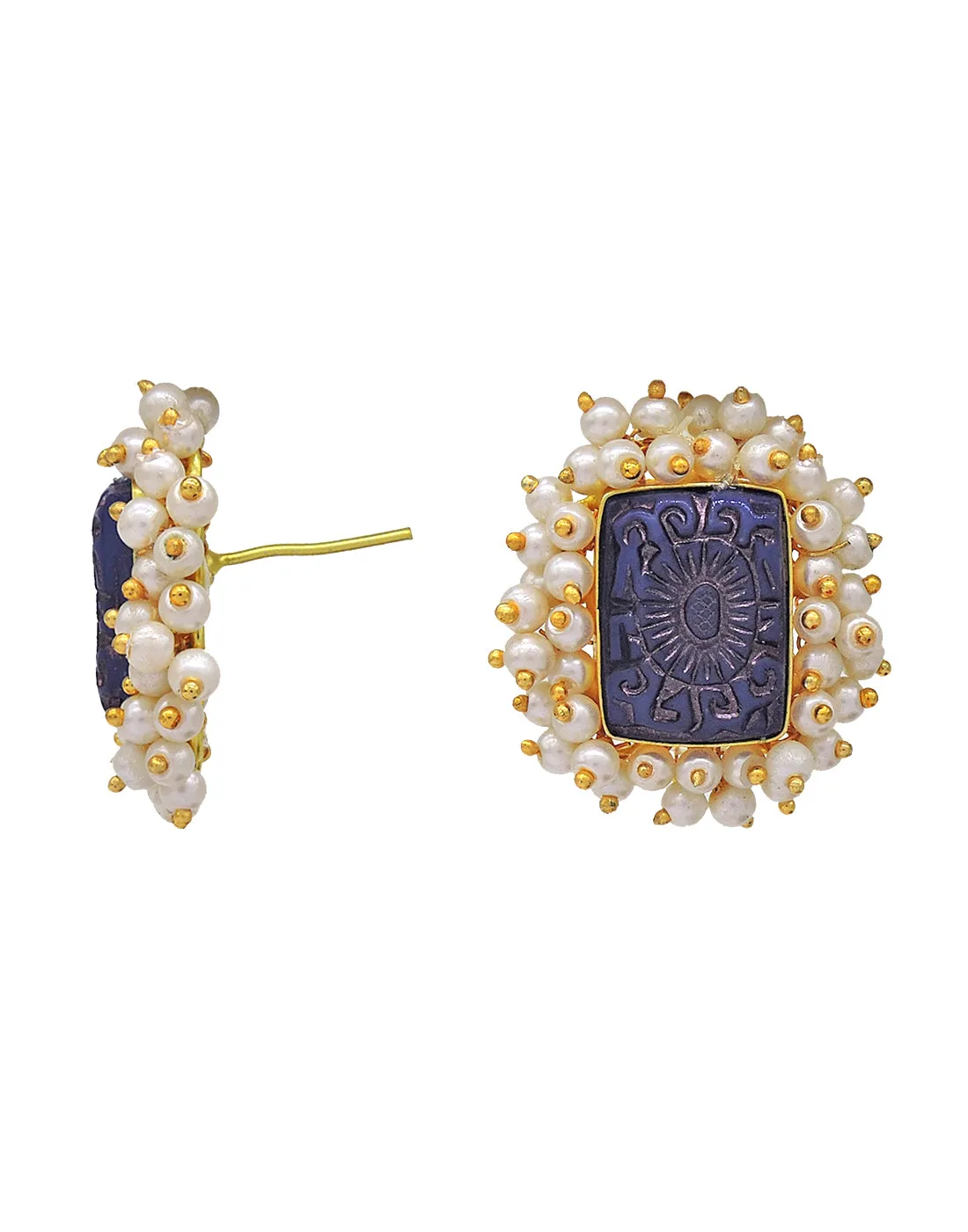 Bloom Rectangle Earrings | Orange, Red & Blue