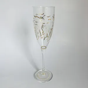 Blown Glass Champagne Flute - Delicate Flowers