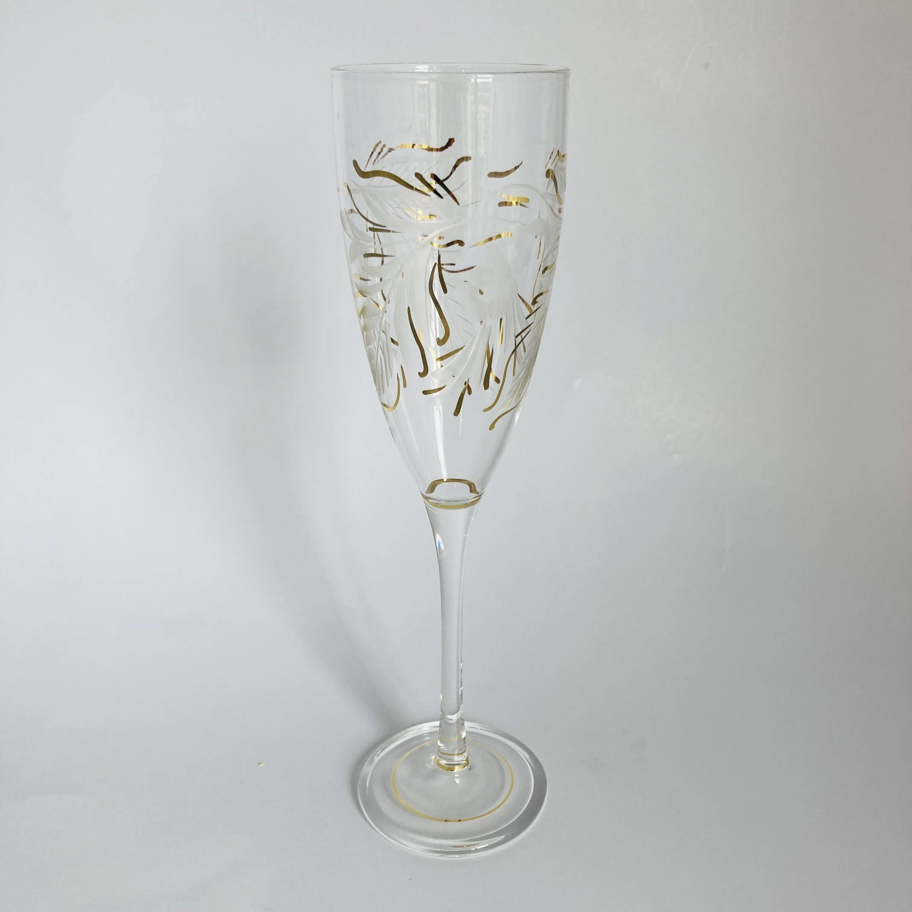 Blown Glass Champagne Flute - Delicate Flowers