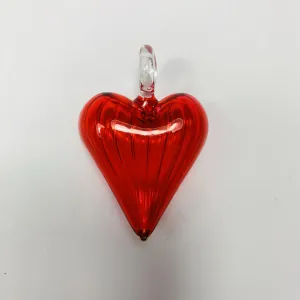 Blown Glass Heart Pendant - Red