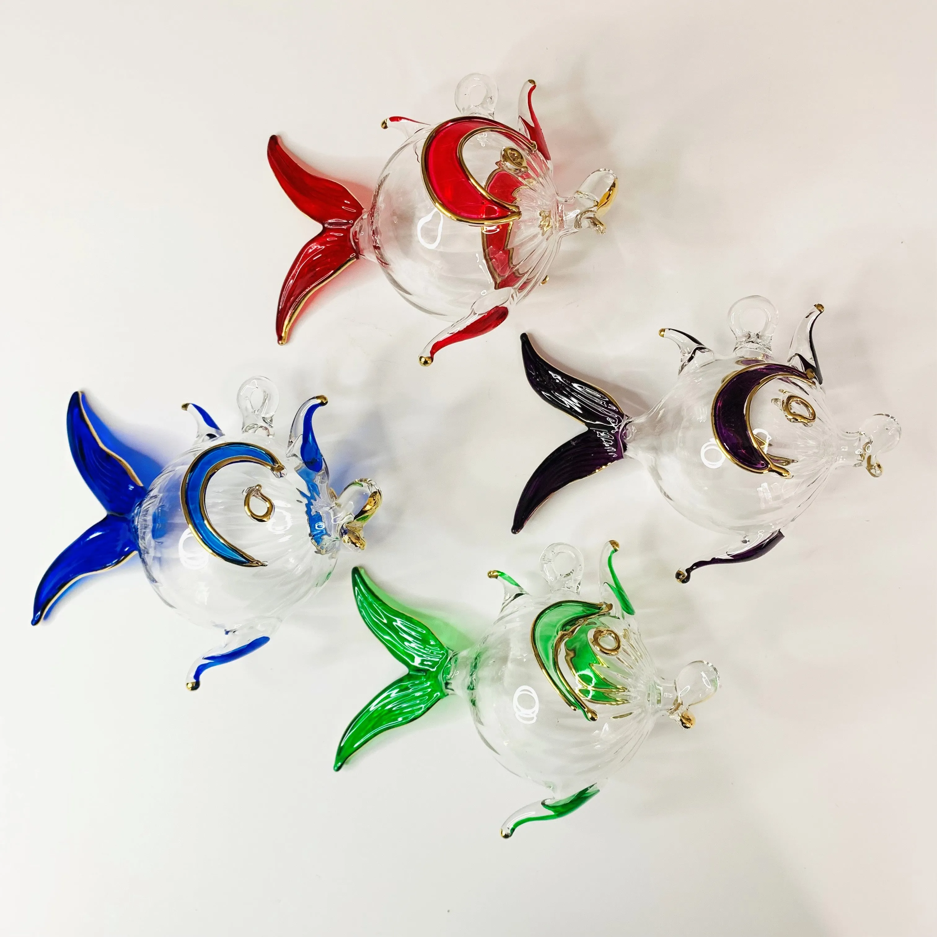 Blown Glass Ornament - Balloon Fish Green