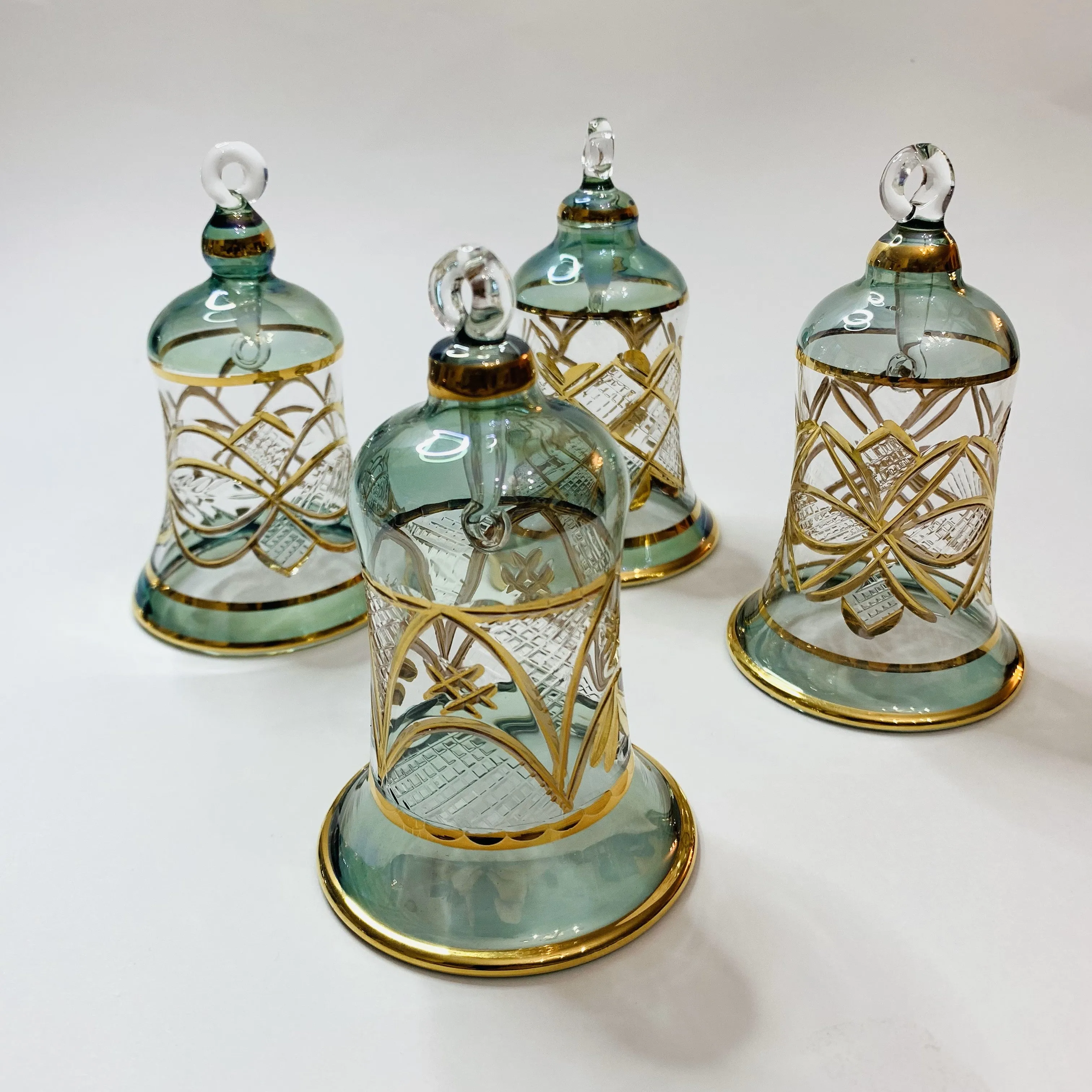 Blown Glass Ornament - Engraved Bell