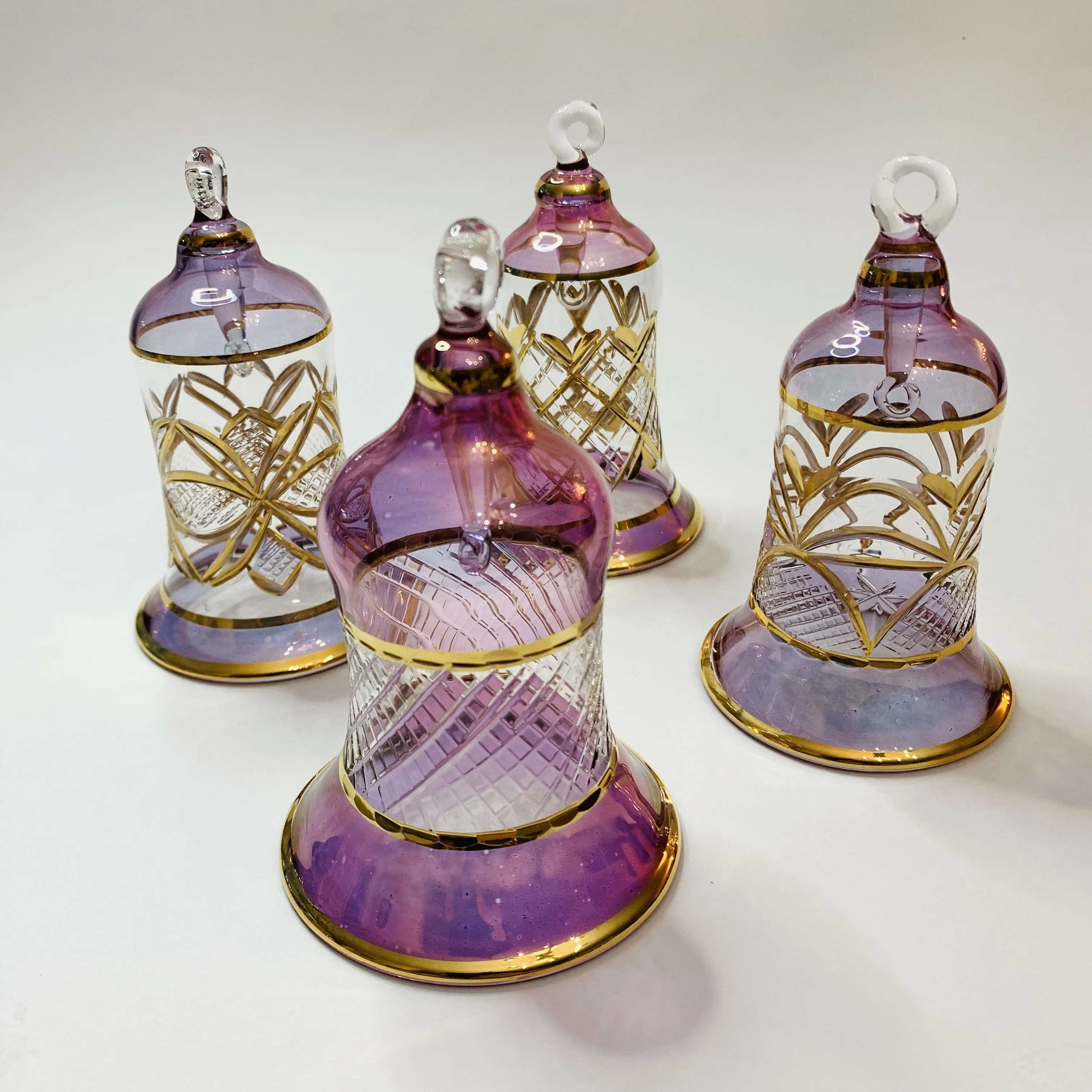 Blown Glass Ornament - Engraved Bell