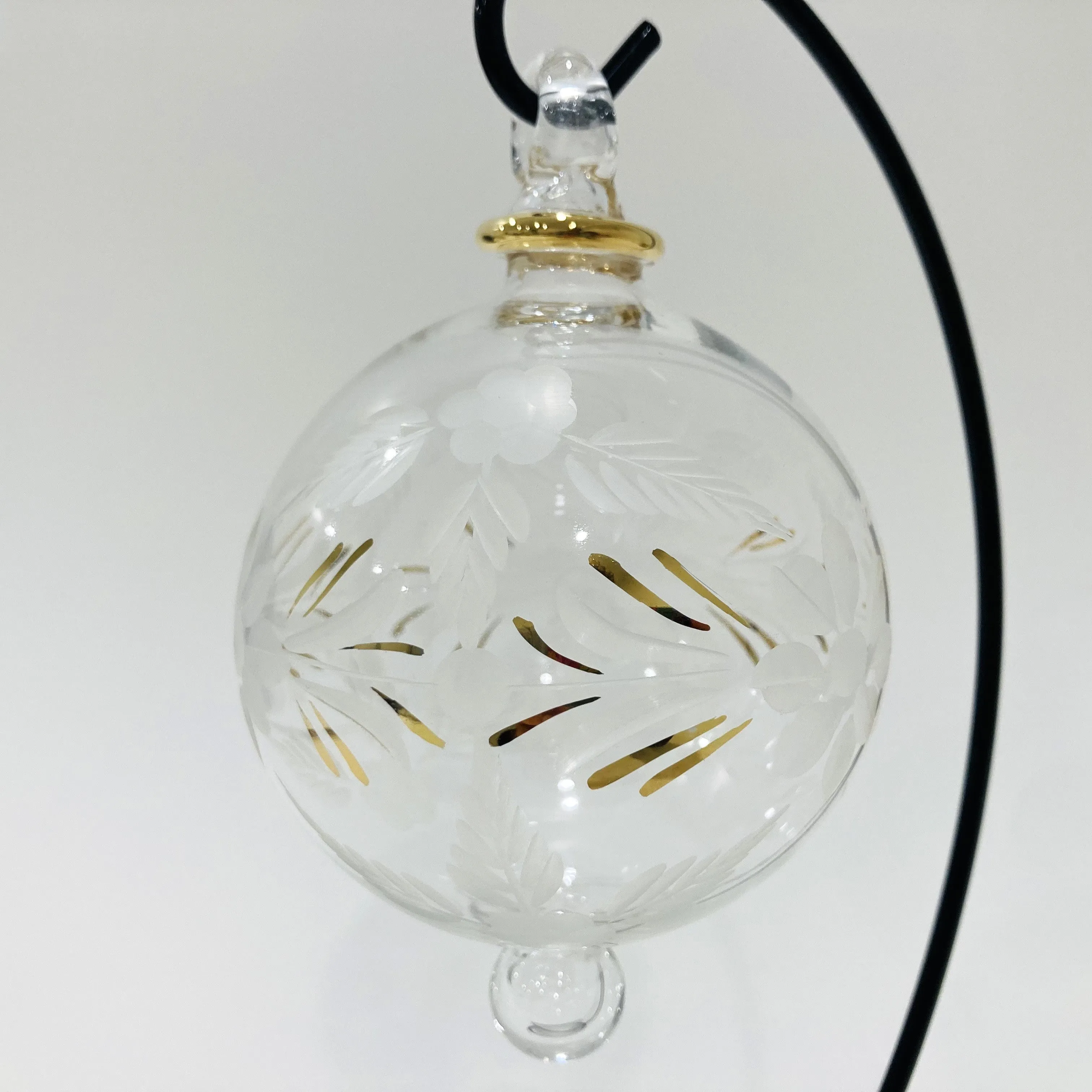 Blown Glass Ornament - Flowers Pattern