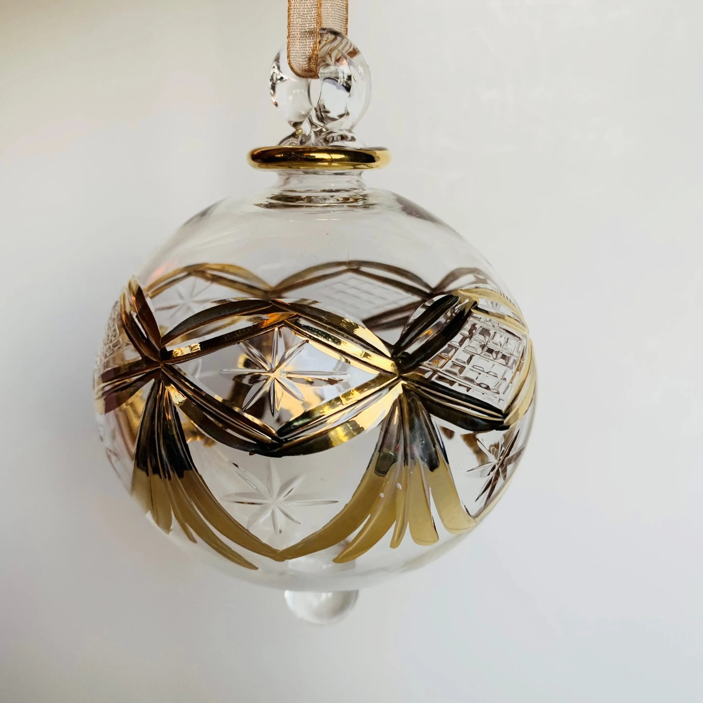 Blown Glass Ornament - Gold Garland