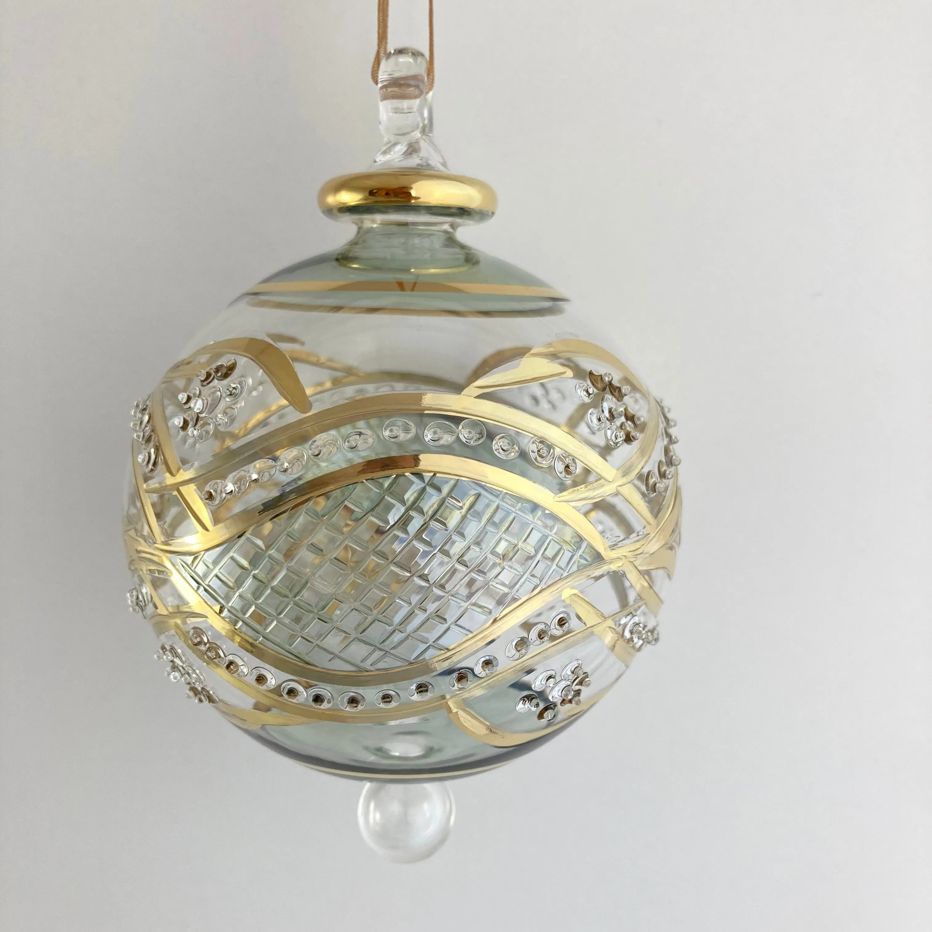 Blown Glass Ornament - Green Garland
