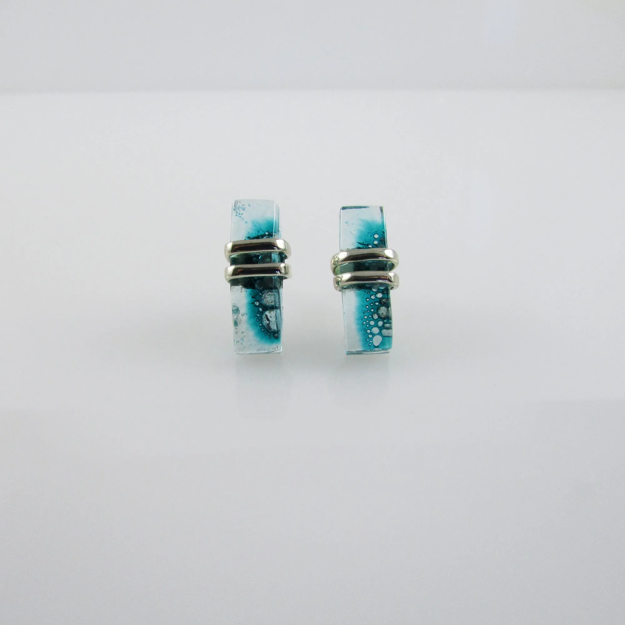 Blown Glass Rectangle Studs