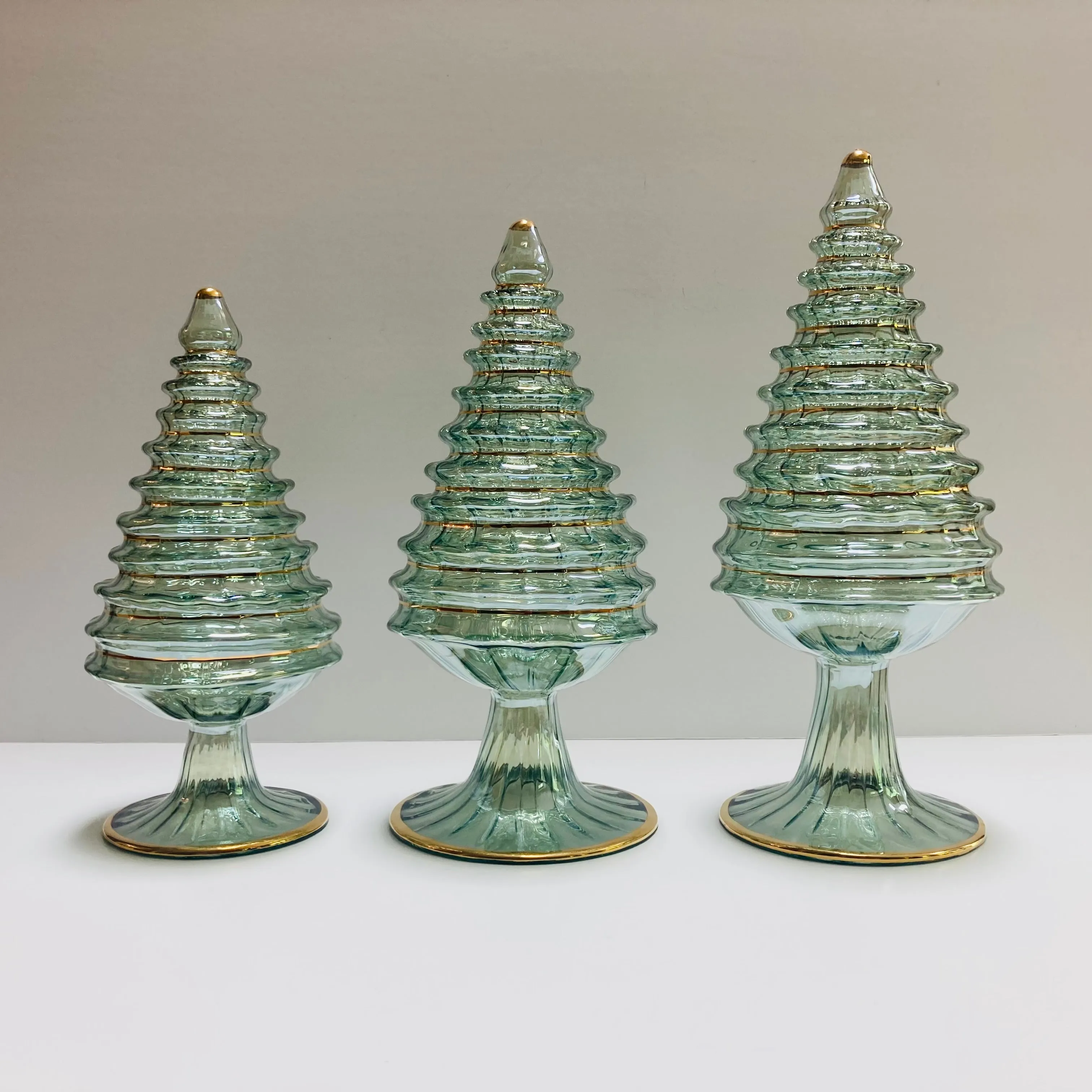 Blown Glass Tabletop Christmas Tree - Green Spruce