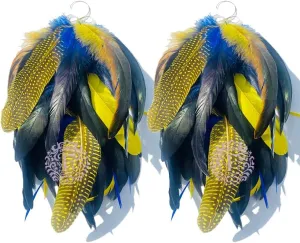 Blue Feather Earrings for Women Dangling Long Feather Earrings for Women Boho Feather Earrings for Women Yellow