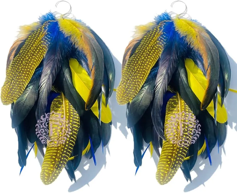 Blue Feather Earrings for Women Dangling Long Feather Earrings for Women Boho Feather Earrings for Women Yellow