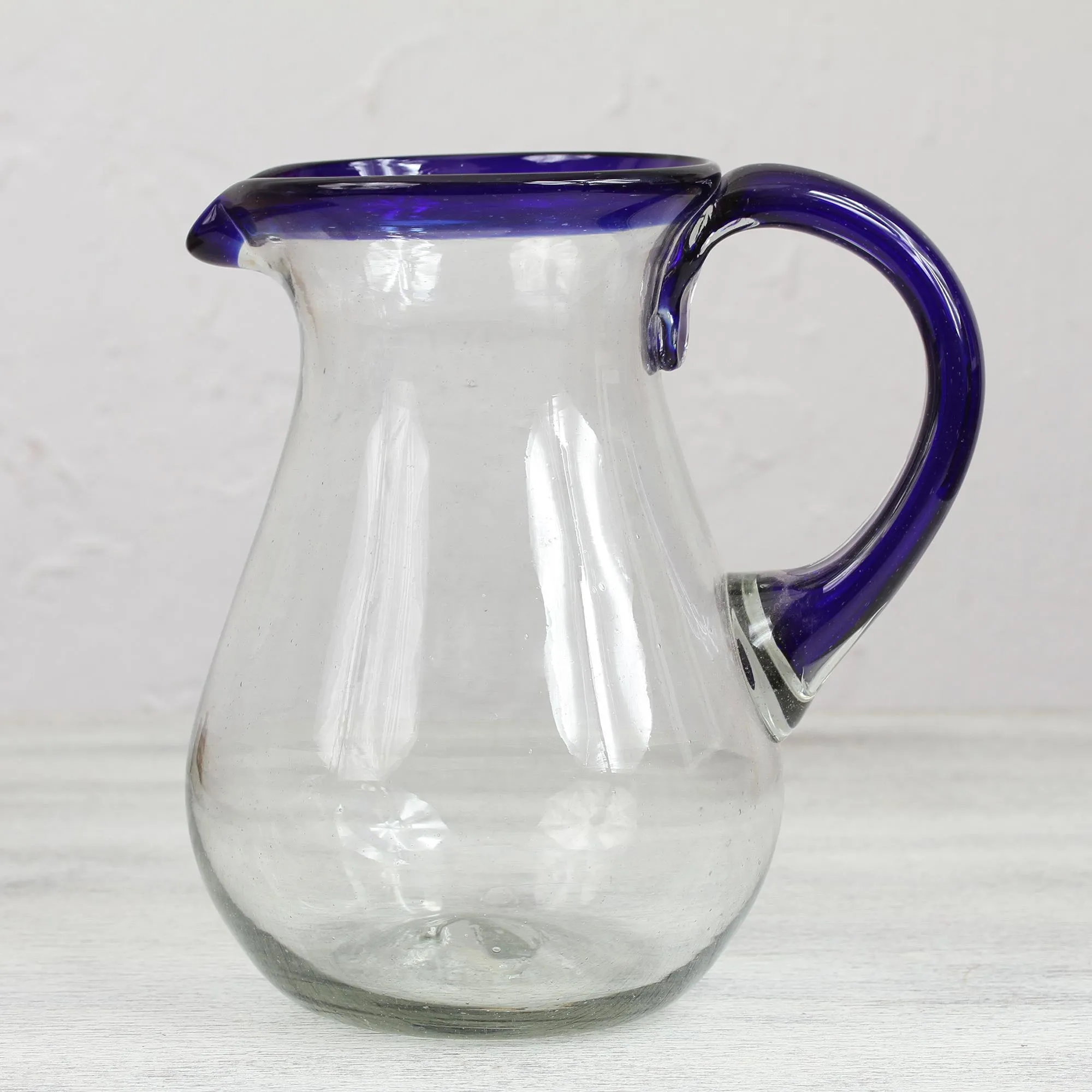 Blue Grace Artisan Crafted Pitcher Classic Mexican Handblown Glass