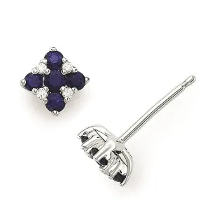 Blue Sapphire and Diamond Stud Earrings