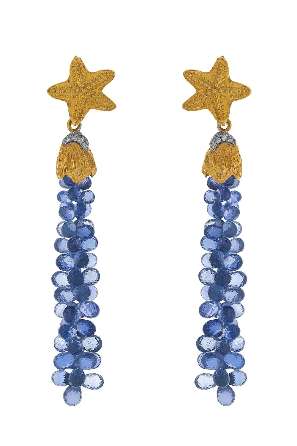 Blue Sapphire Briolette Drop Earrings