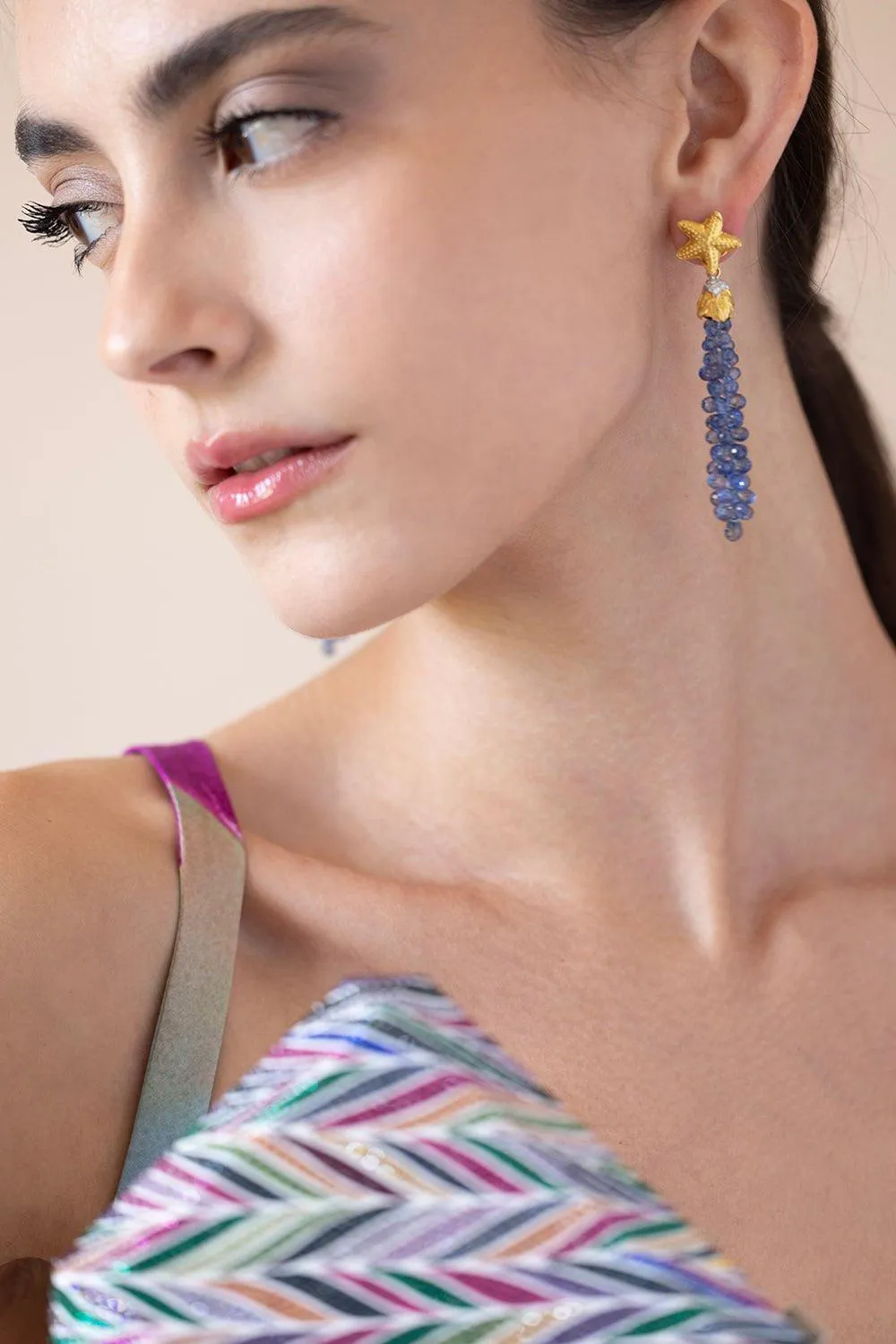 Blue Sapphire Briolette Drop Earrings