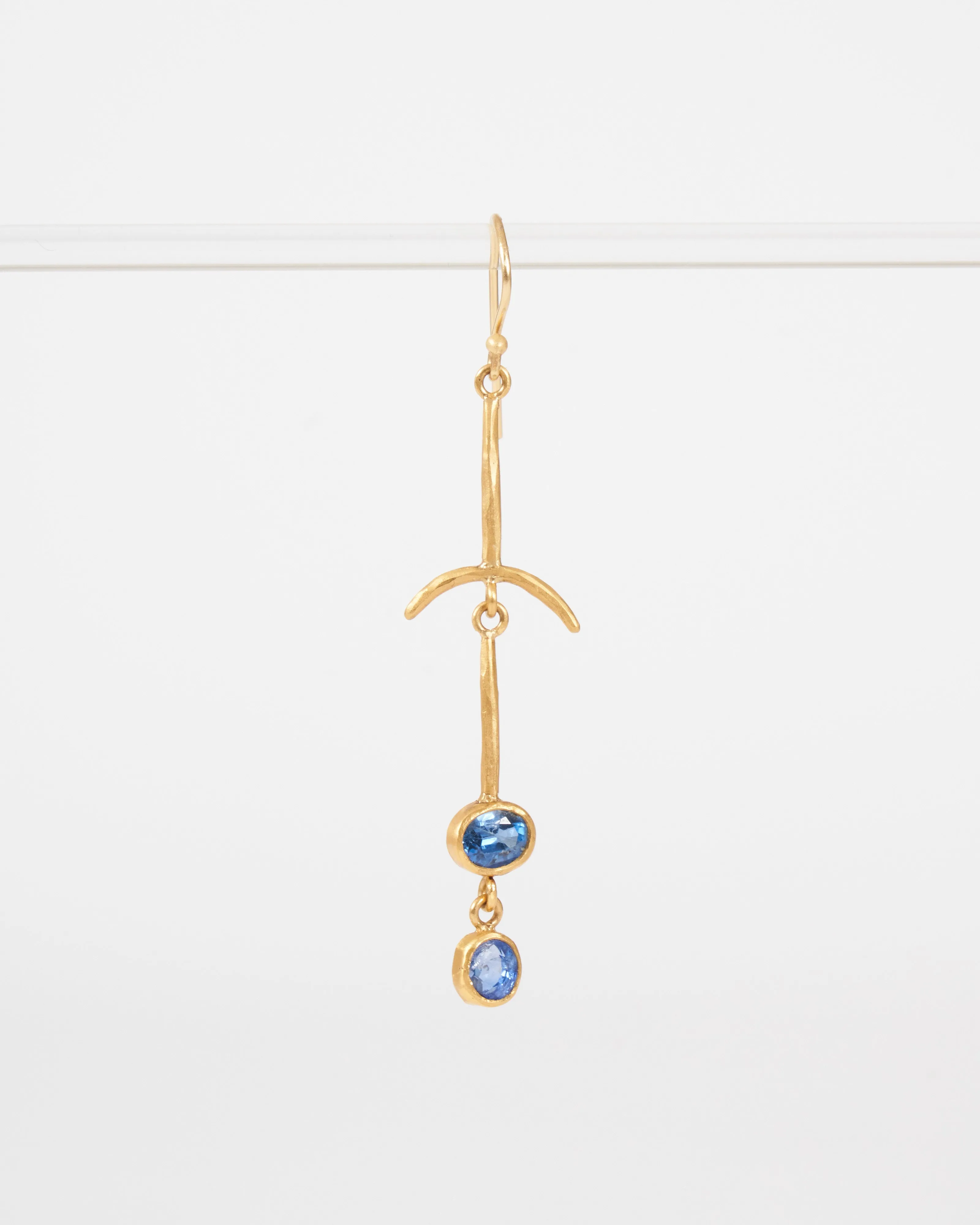 blue sapphire drop bone earrings