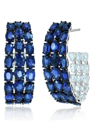 Blue Sapphire Hoop Earrings