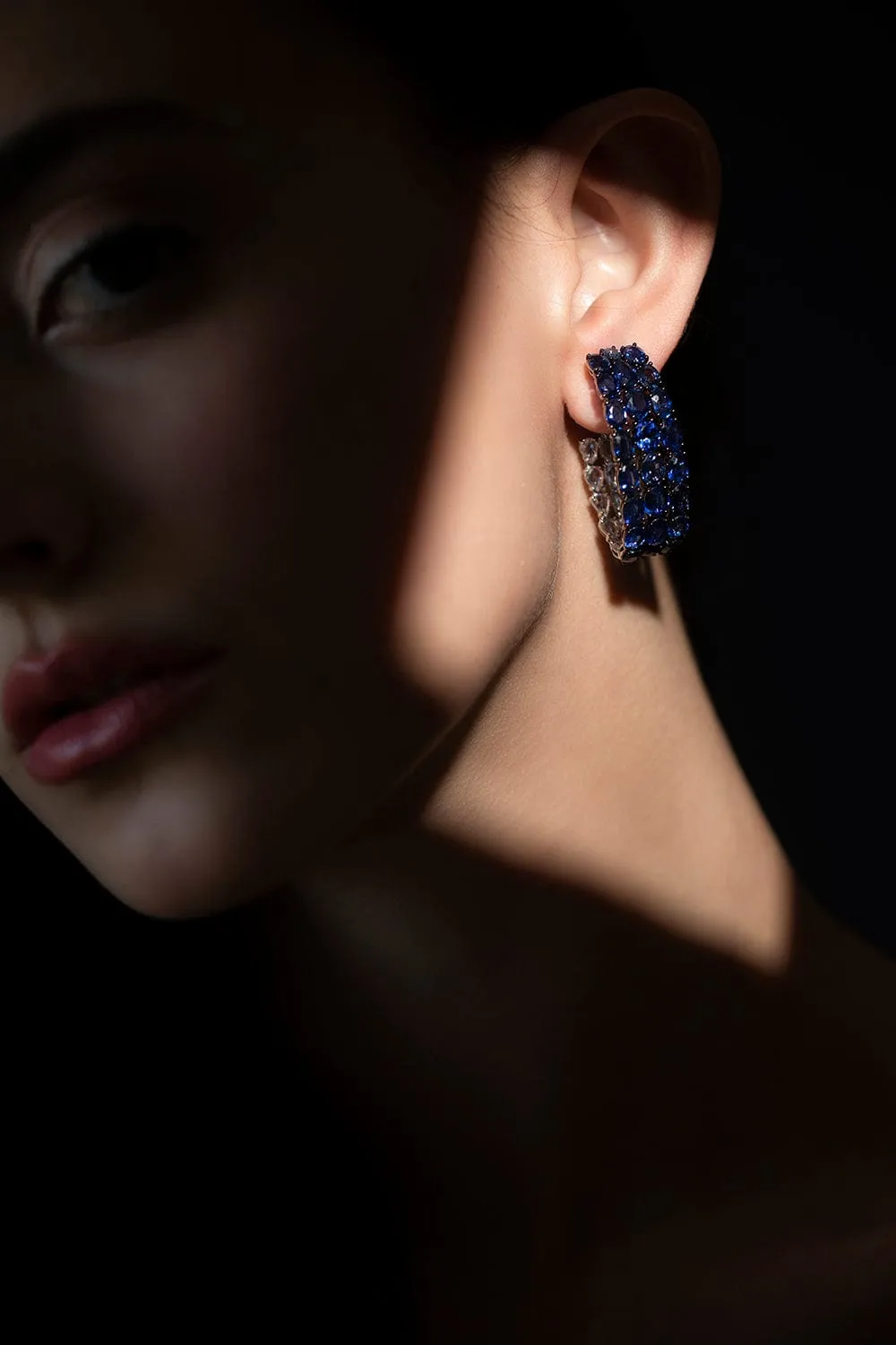 Blue Sapphire Hoop Earrings