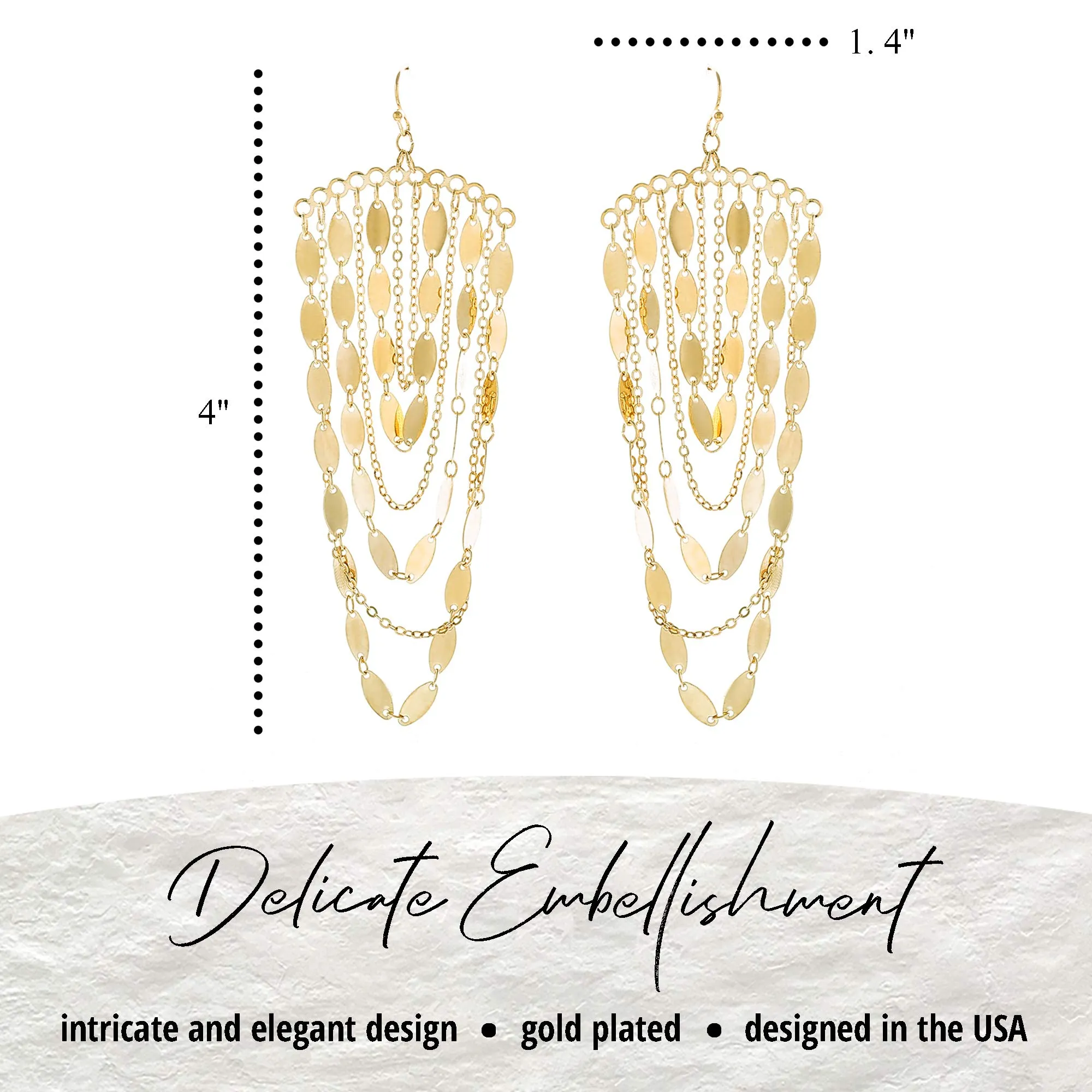Bohemian Boho Tassel Dangle Drop Earrings for Women – Lightweight Filigree Gypsy Coin Chandelier Disc Charm Hoops – included Gift Box Chandelier - Gold