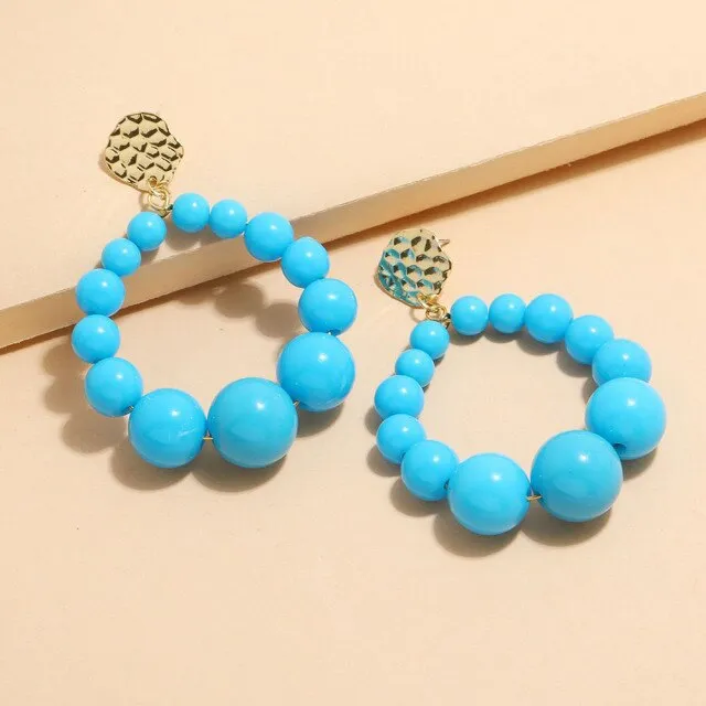 Bohemian Color Bead Hyperbol Earrings