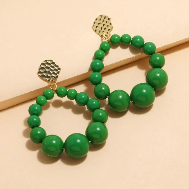 Bohemian Color Bead Hyperbol Earrings